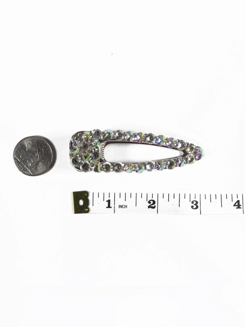 Silver AB Rhinestone Teardrop Hair Clip Barrette